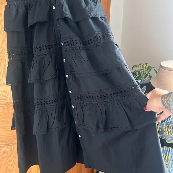 LoveShackFancy Black Tiered Midi Dress - Picture 4 of 7